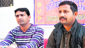 Akhil Bharatiya Vidyarthi Parishad state secretary Devendra Rana addresses mediapersons in Haridwar on Thursday.