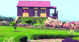 A farm house in the Aravali hills in Gurgaon.