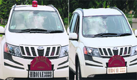 The car of the Ambala MC Mayor before and after the Supreme Court verdict.