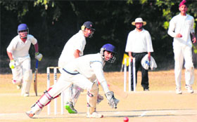 A match in progress between Saupins School and Mount Carmel School at St Johns High School, Sector 26, Chandigarh, on Friday.