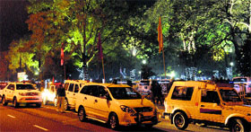 The cavalcade of Pakistan Punjab CM Shahbaz Sharif outside the Nature Park in Phase VIII, Mohali, on Friday. Sharif was in the town to attend the dinner hosted by Punjab CM Parkash Singh Badal.