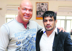 Kurt Angle with Sushil Kumar