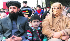 Ghazni Governor Lt Gen Musa Khan with his wife and younger son at the passing out parade of the Indian Military Academy in Dehradun on Saturday.