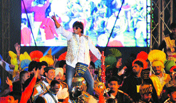 Bollywood actor Ranveer Singh performs at the closing ceremony of the 4th World Kabaddi Cup in Ludhiana on Saturday.