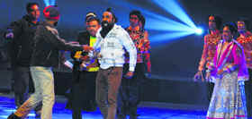 Gurpreet Singh of Ludhiana who climbed onto the stage.