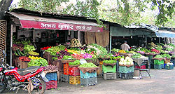 A footpath encroached upon by shopkeepers at Majitha road in Amritsar