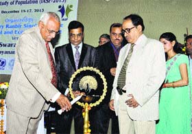 MDU Vice Chancellor HS Chahal inaugurates the 35th annual conference of the Indian Association for Study of Population in Rohtak on Sunday