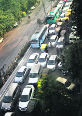 Traffic goes haywire in Ludhiana on Sunday.