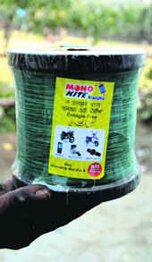 The banned plastic string that is being sold in Ludhiana.