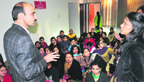 Computer teachers hold a protest in DPIs office.