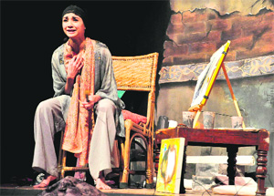 Ira Dubey performs in the play "9 Parts of Desire" at the Tagore Theatre in Sector 18, Chandigarh, on Tuesday. The Tribune was its media sponsor. 