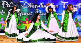 Students of Spring Dale Senior Secondary Public School perform dance during the 31th annual prize distribution function in Ludhiana