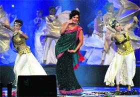 Actress Priyanka Chopra performs during the inaugural ceremony of World Kabbadi Cup in Bathinda