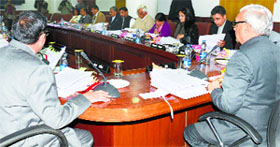 Chief Minister Bhupinder Singh Hooda presides over a Cabinet meeting in Chandigarh on Wednesday. 