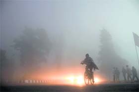 A thick blanket of fog engulfed the region on Wednesday