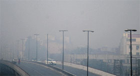 A thick blanket of fog envelops Ludhiana on Thursday morning.