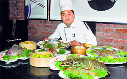 Chef Vikram Lepcha with seafood delicacies