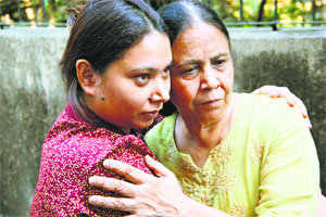 Sunil James wife Aditi and mother in Mumbai on Thursday.