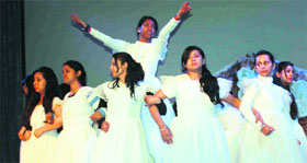 Students of the Patrician College of Education participate in a cultural programme in Dehradun on Thursday evening.