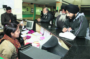 Suwidha Centre opened after a 4-day strike in Jalandhar on Friday. 