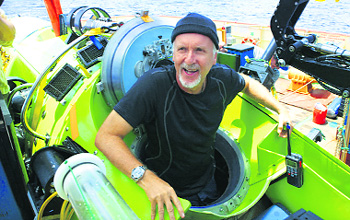 James Cameroon, director of Titanic, on his submarine