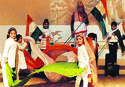 Students of DPS celebrate 100 years of cinema through colourful stage performances in Amritsar on Saturday
