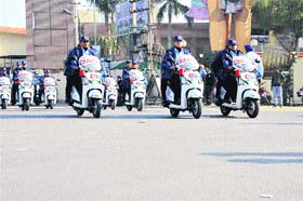 Members of the squad during the rally in Bathinda