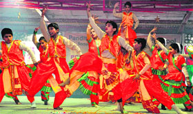 Students perform at the annual function of PML SD Public School, Sector 32, Chandigarh, on Saturday.