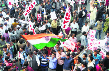 Students protest against the arrest of India's Deputy Consul General in New York Devyani Khobragade, in Kolkata. 