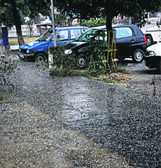 A view of the hailstrom in Jalandhar on Saturday evening.       