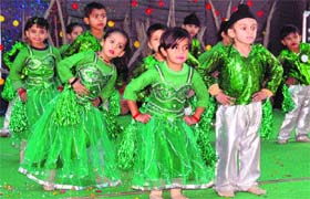 Festive mood: Students of RBDAV Public School, present cultural items dressed in colourful attires, during functions held in Bathinda on Sunday