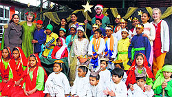 Students of Nanhi Duniya School during the Christmas celebrations in Dehradun on Saturday