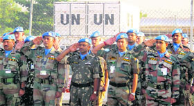 Indian peacekeepers on the UN Misson compound at Juba.