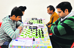 Contestants participate in the chess tournament held at St Xaviers School, Sector 44, Chandigarh, on Monday. tribune photo