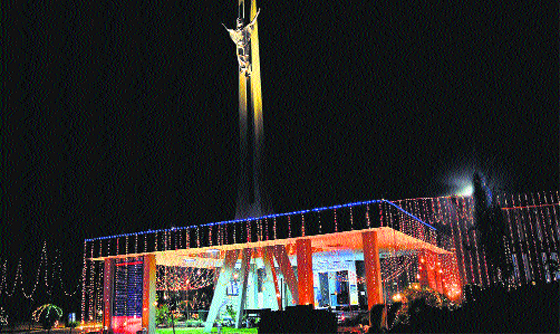 Christ The King Cathedral Church decorated to ring in Christmas celebrations in Chandigarh on Monday. Tribune Photo: S Chandan