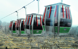 The cable car service to the Makhdoom Sahib shrine in the old city area of Srinagar. Tribune photo: Amin War