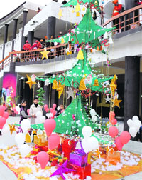 Christmas celebrations being held at the Army Public School in Jalandhar Cantonment on Monday. 