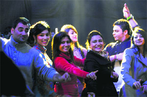 Students of the INIFD celebrate Christmas on the college premises in Ludhiana.