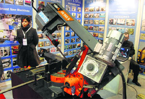 A machine exhibited at the ongoing engineering expo in Ludhiana.