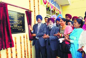 Education Minister Sikander Singh Maluka and Panchayat and Rural Devolopment Minister Surjit Singh Rakhra inaugrate the new bulding of Government Girls Senior Secondary School in Patiala on Monday
