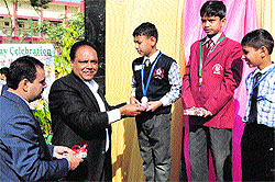 Winning students of MSD School being awarded during the annual festival held in Bathinda on Tuesday