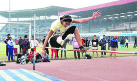 A player in action during the 59th Punjab State School Athletics meet that concluded at Guru Nanak Stadium in Ludhiana on Tuesday.