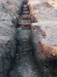 The site where the school construction work was stalled in Bathinda on Wednesday.