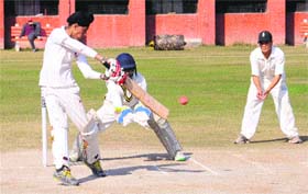 A match in progress during the SS Bava Inter-School Cricket Tournament at Sector 26, Chandigarh, on Wednesday