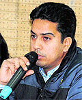 Anirudh Chautala addresses a press conference in Chandigarh on Wednesday