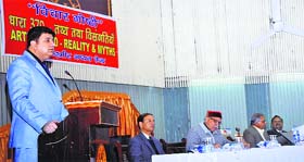 Advocate Sunil Sethi addresses a gathering during the seminar in Jammu on Wednesday
