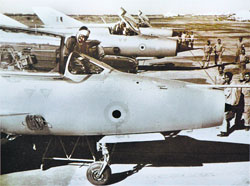 A file photo of MiG-21 FLs lined up on the tarmac at Chandigarh airbase during the early 1960s.
