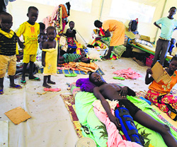 A man injured during a clash at a United Nations refugee camp in Juba on Wednesday. 