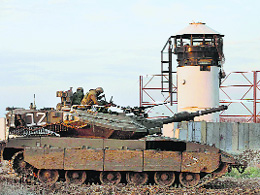 An Israeli tank parked at the Israel and Gaza border on Wednesday.