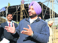 Congress leader Ravneet Singh Bittu at the venue for the function. Tribune photo: Vicky Gharu